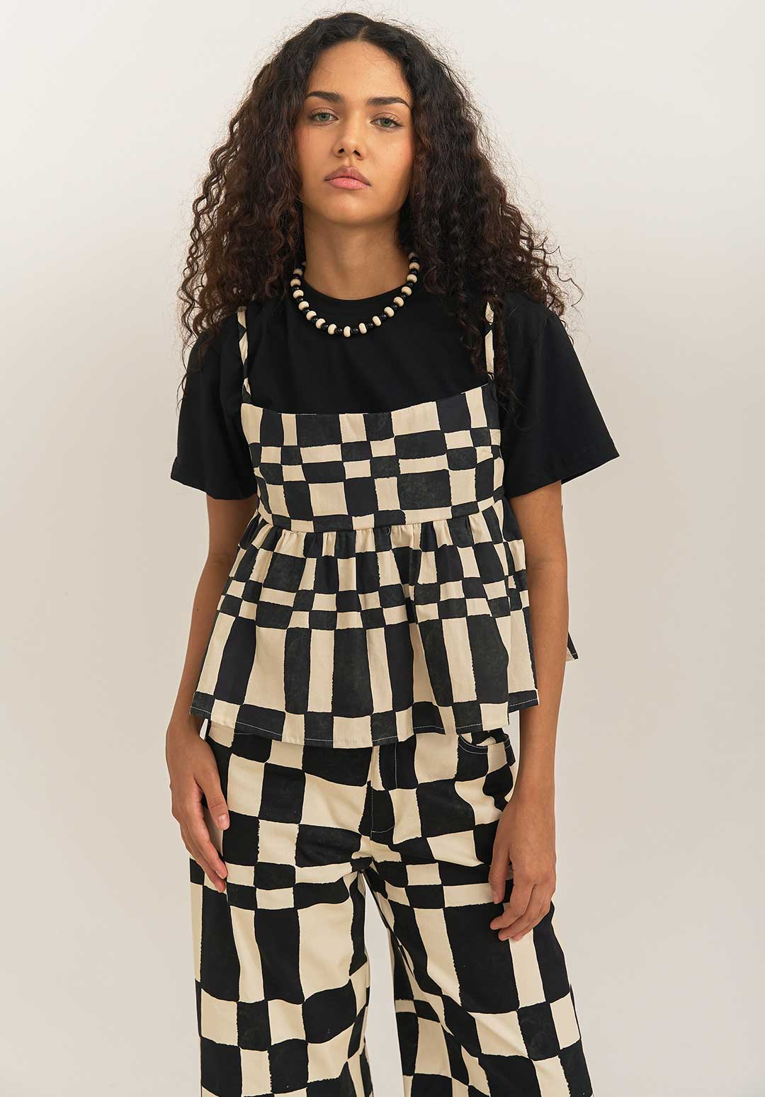 Top Bolero Trama Blanco y Negro