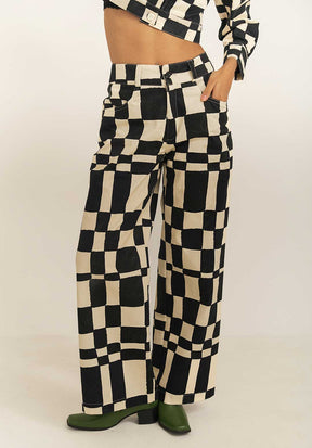 Pantalón Trama Blanco y Negro