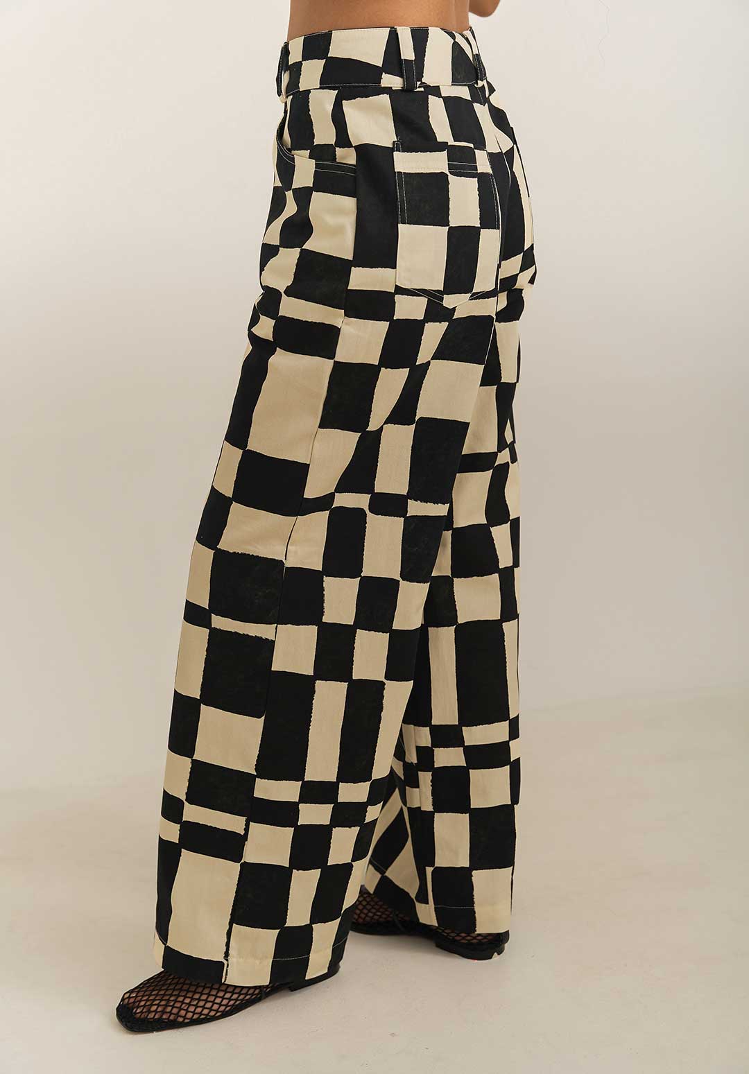 Pantalón Trama Blanco y Negro