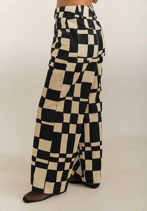 Pantalón Trama Blanco y Negro