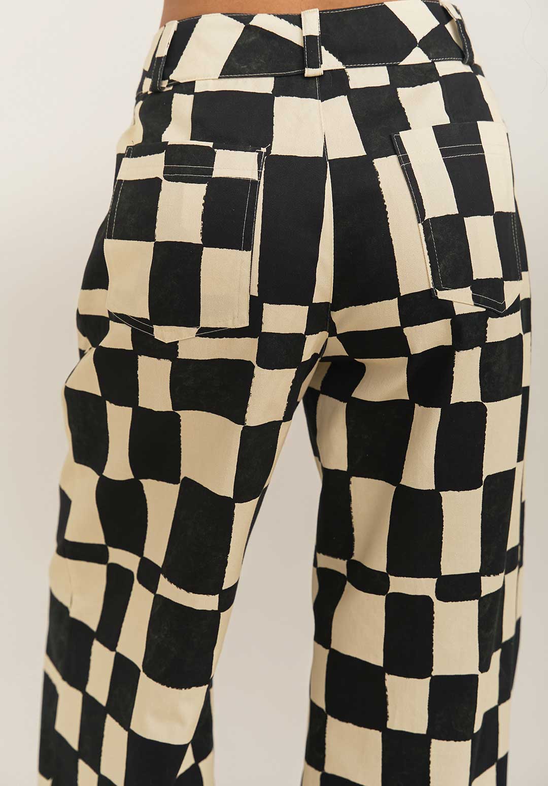 Pantalón Trama Blanco y Negro