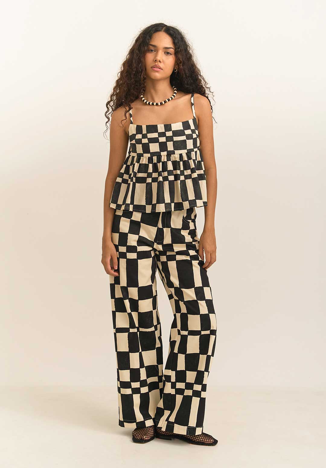 Top Bolero Trama Blanco y Negro