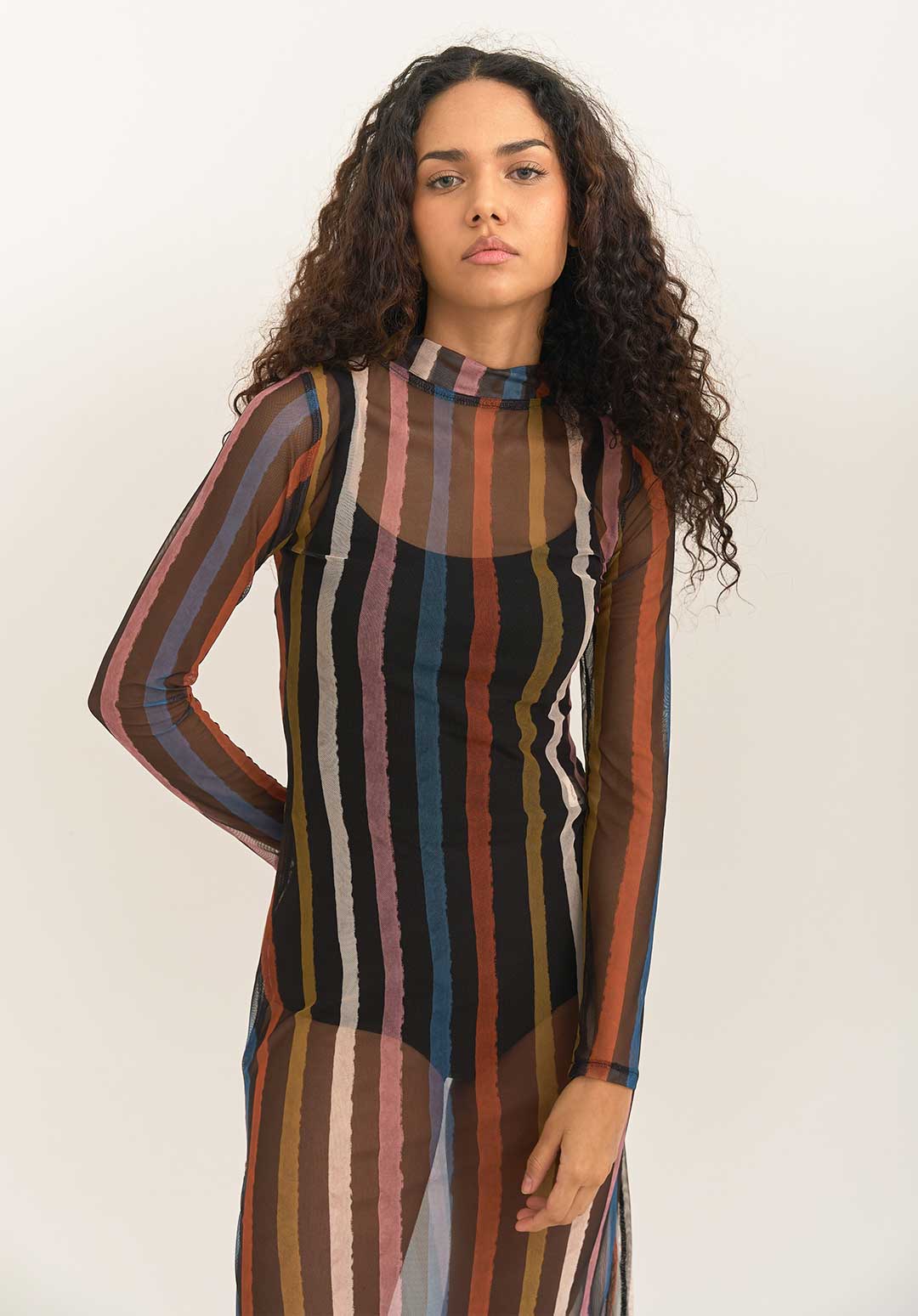 Vestido Mesh Eje Negro